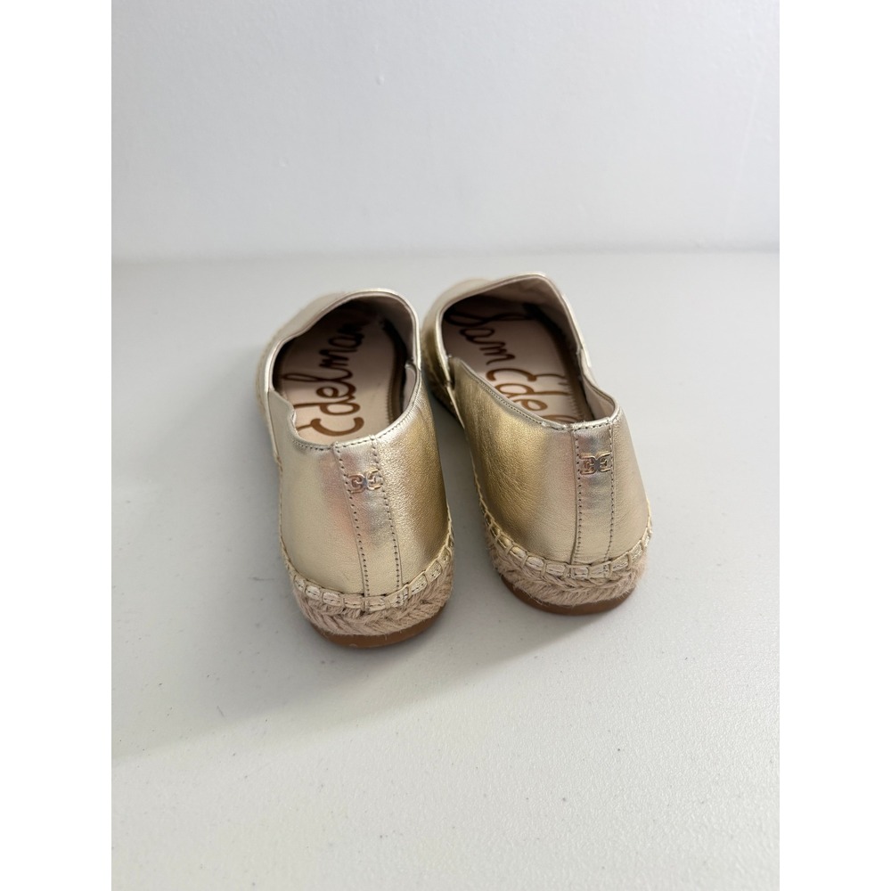 New Sam Edelman Gold Metallic Leather Espadrille Slip On Flats 10 M - Picture 5 of 8